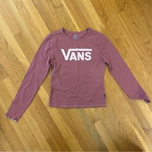 Vans Mauve Muted Rose Pink Long Sleeve Tee Sleeve Ruffle Detail womens medium